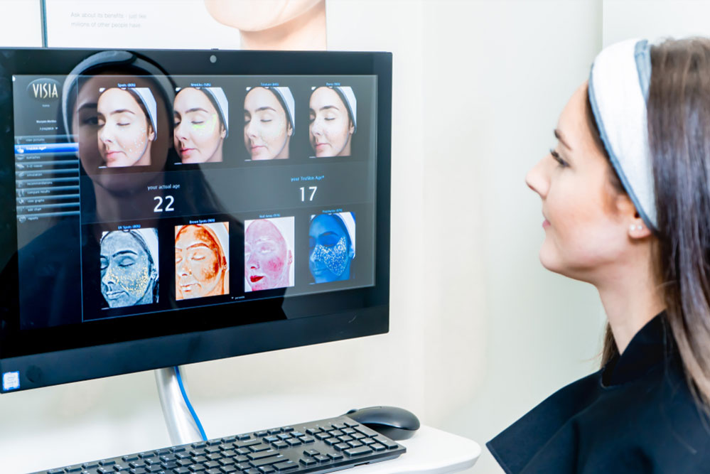 Patient studying facial imagining results